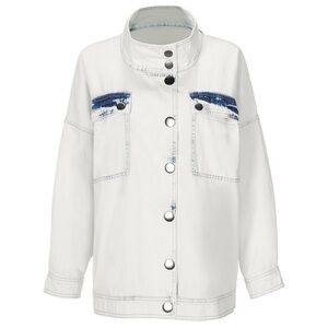 CAbi 5853 The Creator Drew Jean Jacket Fade Washed Oversized Denim Jacket Large